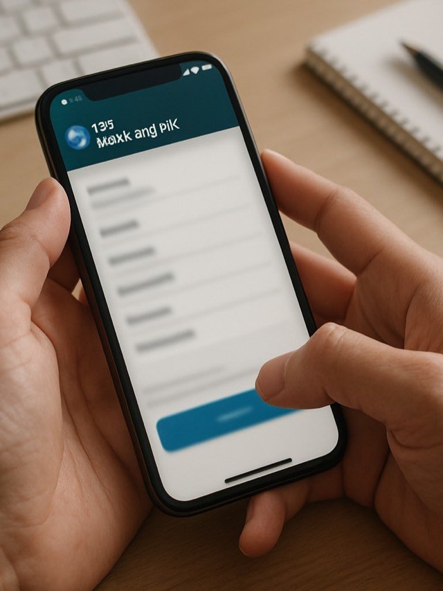 Pessoa configurando pagamento Pix recorrente no celular dentro do app do banco, mãos segurando o aparelho